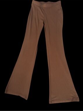 Women's   Nude Brown Flared Lounge ribbed knit  Pants Sz Small